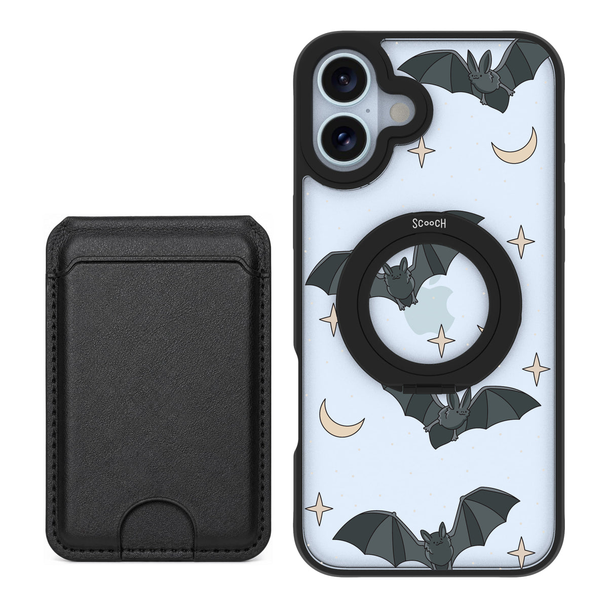 Scooch MagCase Batty Skies black magwallet bundle featuring the original Batty Skies print