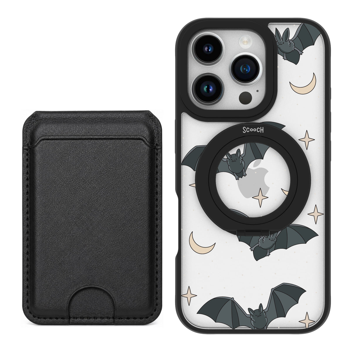 Scooch MagCase Batty Skies black magwallet bundle featuring the original Batty Skies print