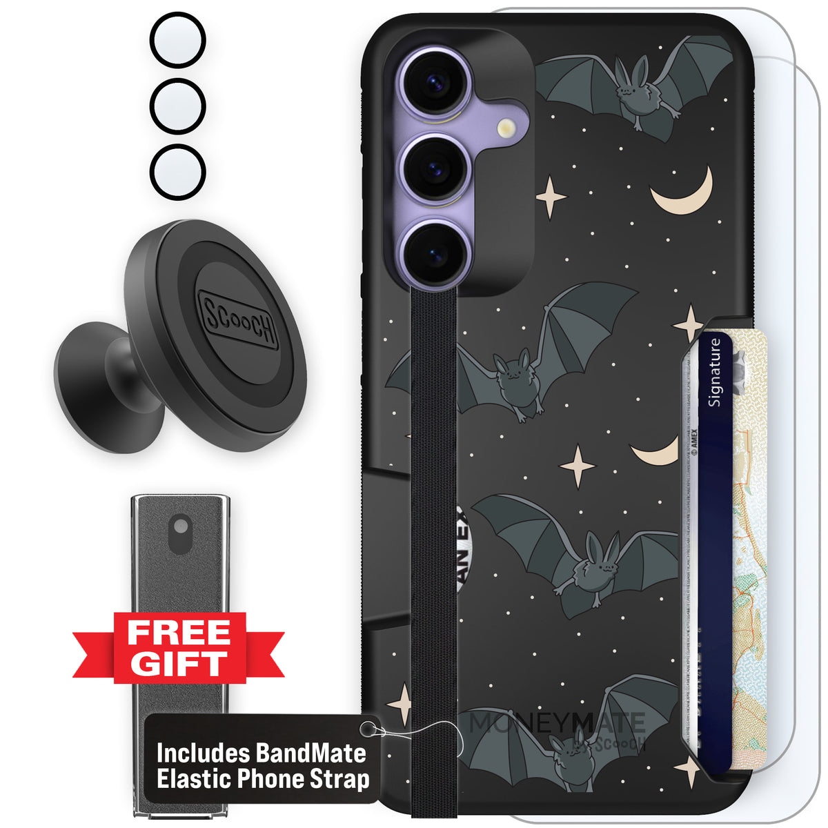 Scooch Moneymate Batty Skies defender bundle featuring the original Batty Skies print