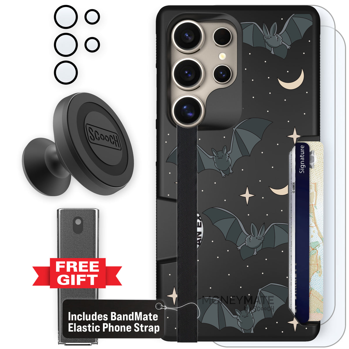 Scooch Moneymate Batty Skies defender bundle featuring the original Batty Skies print