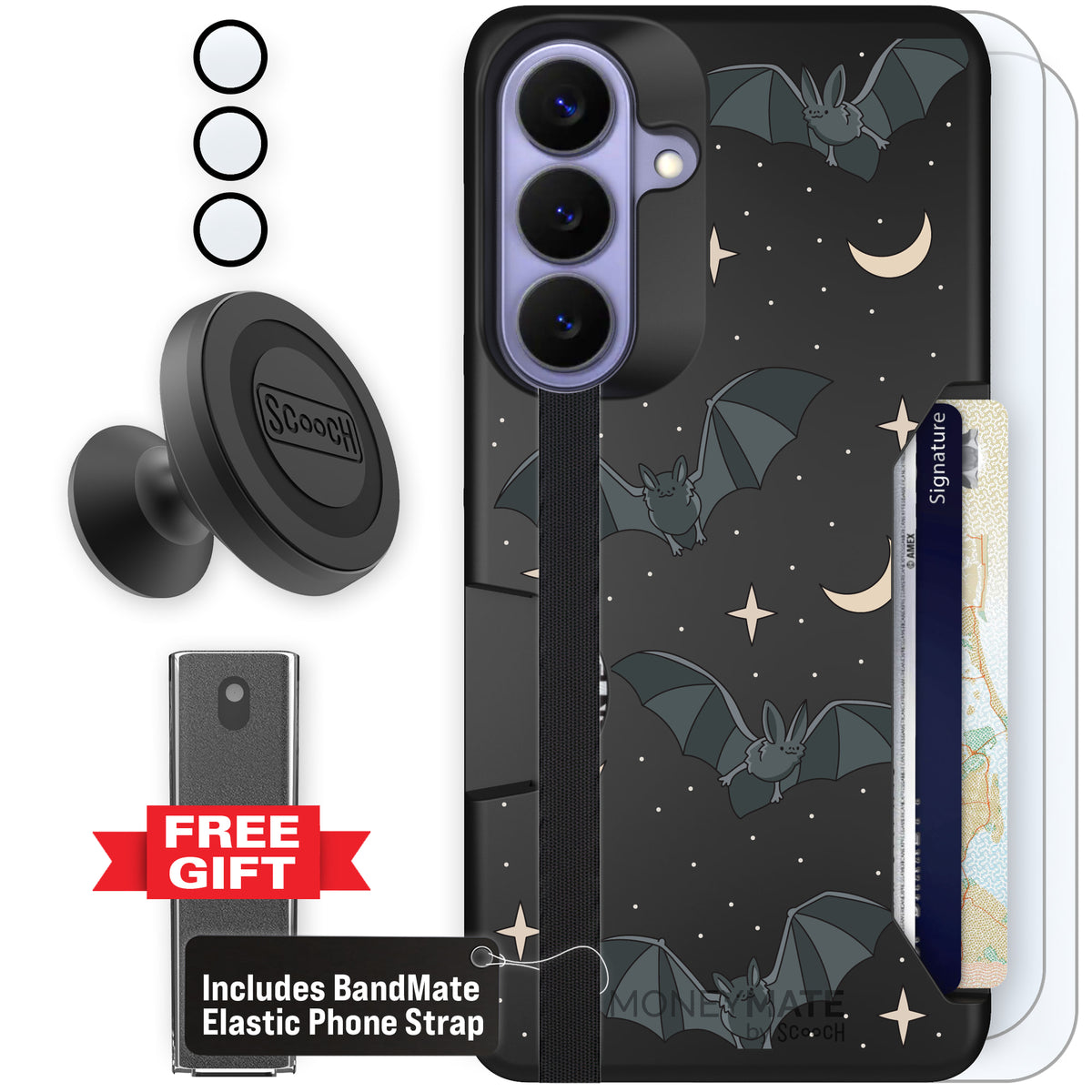 Scooch Moneymate Batty Skies defender bundle featuring the original Batty Skies print