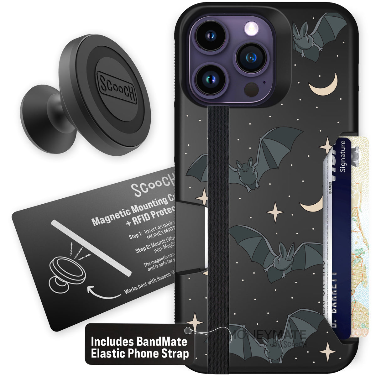Scooch Moneymate Batty Skies starter bundle featuring the original Batty Skies print