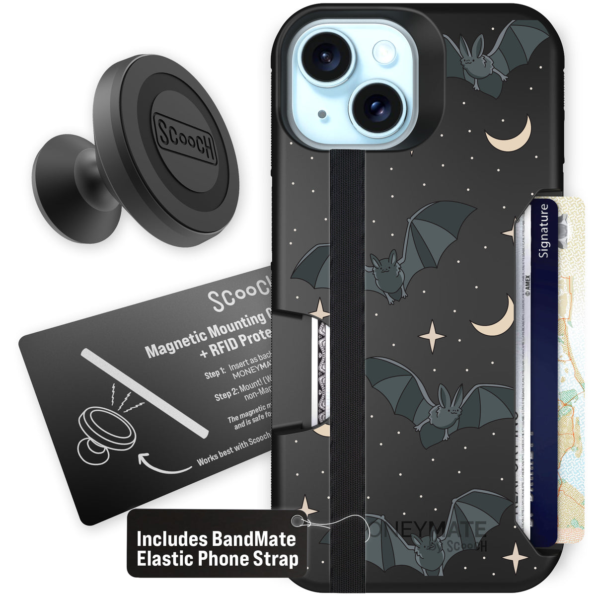 Scooch Moneymate Batty Skies starter bundle featuring the original Batty Skies print