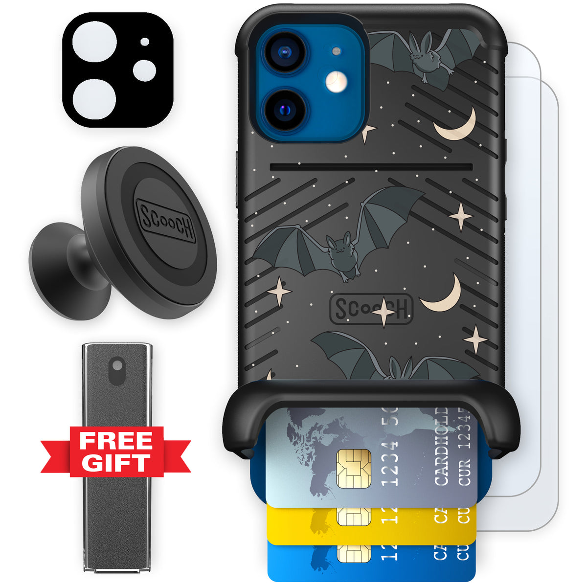 Scooch Wingmate Batty Skies defender bundle featuring the original Batty Skies print