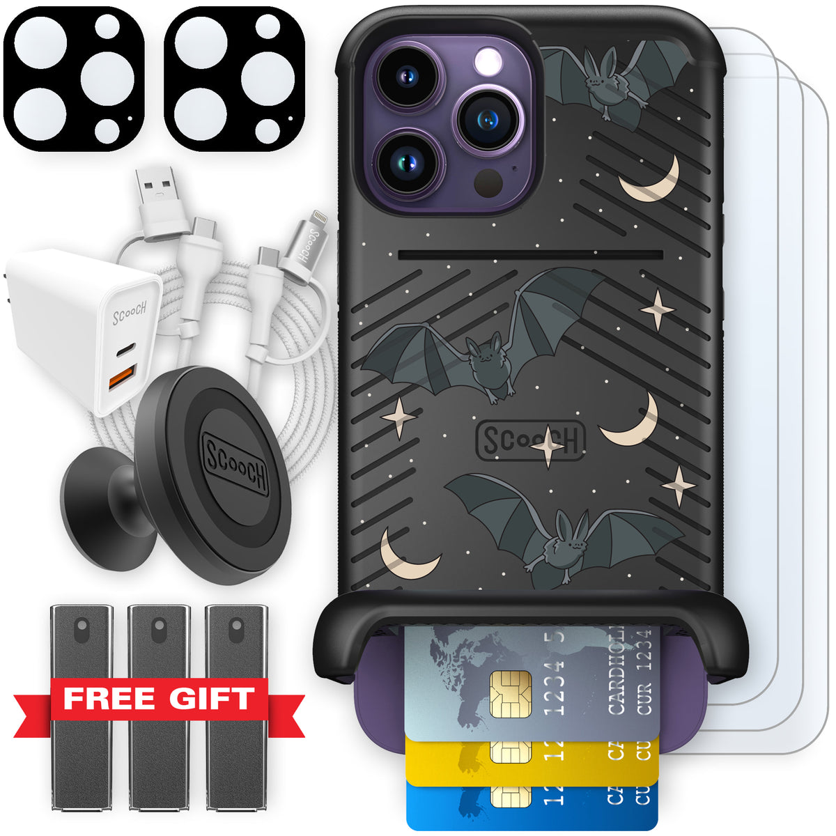 Scooch Wingmate Batty Skies ultimate bundle featuring the original Batty Skies print