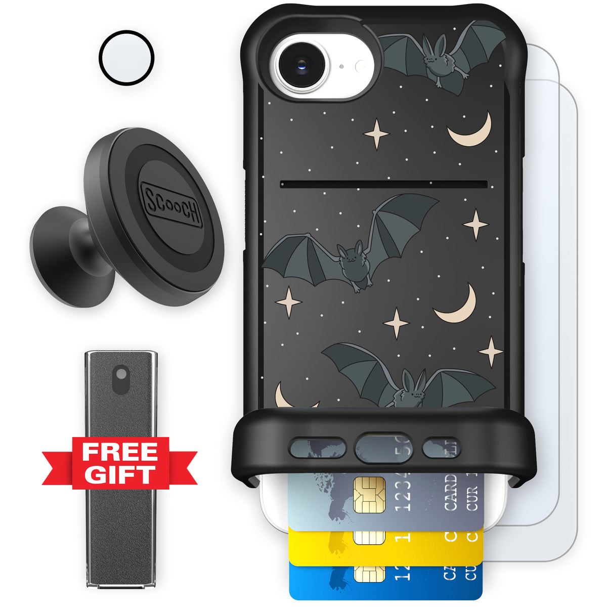Scooch Wingmate Batty Skies defender bundle featuring the original Batty Skies print