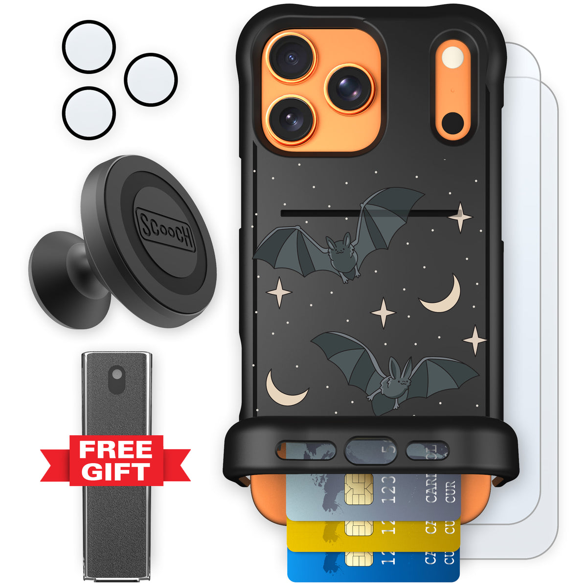 Scooch Wingmate Batty Skies defender bundle featuring the original Batty Skies print
