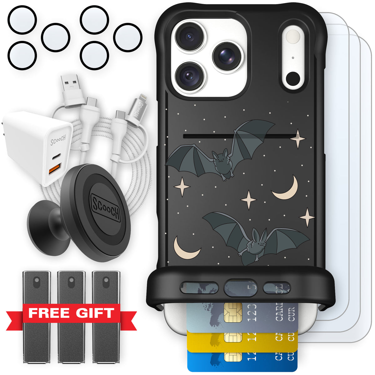 Scooch Wingmate Batty Skies ultimate bundle featuring the original Batty Skies print