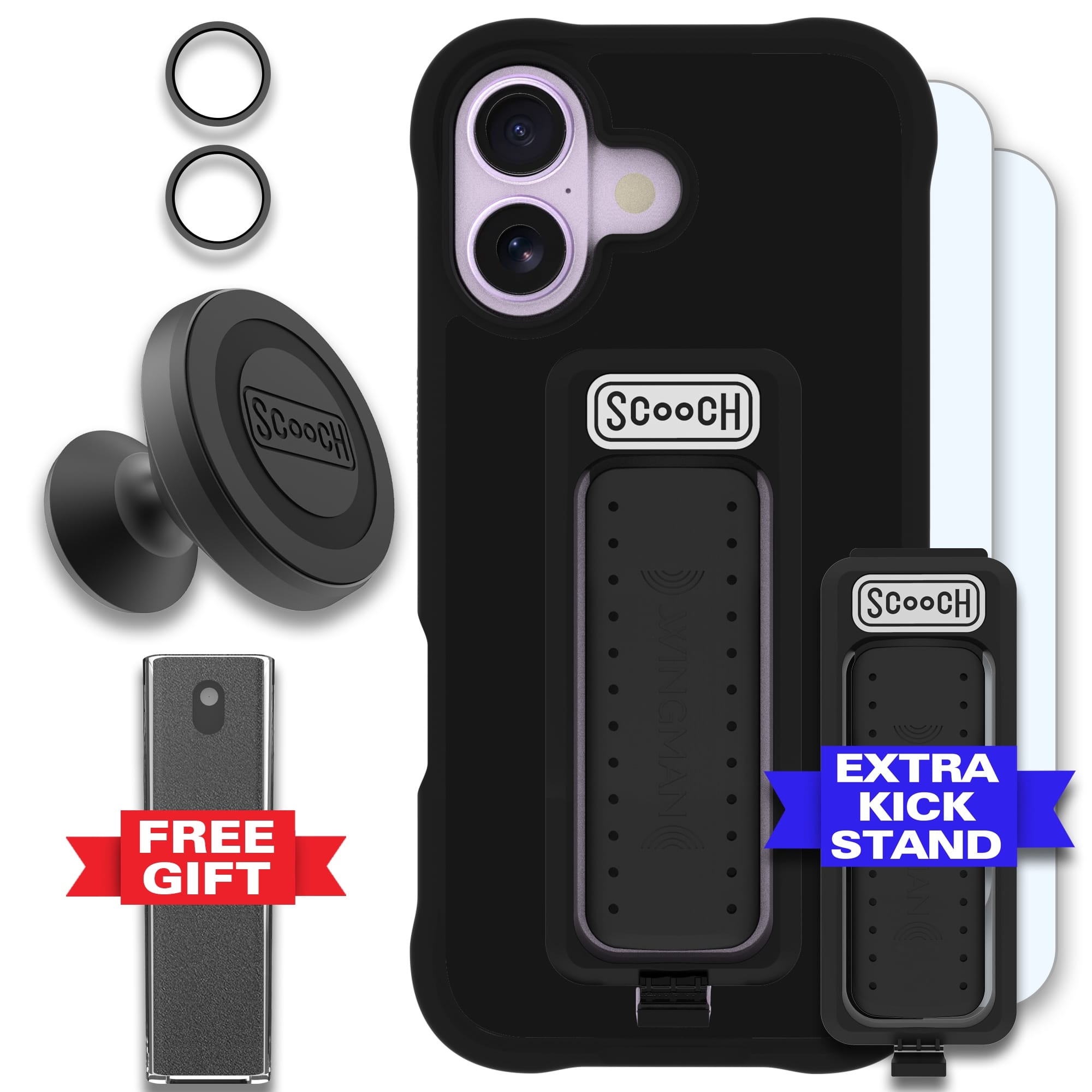 Scooch-Wingman Defender Bundle for iPhone 17 (Preorder — Ships mid to late October)-Black / Black