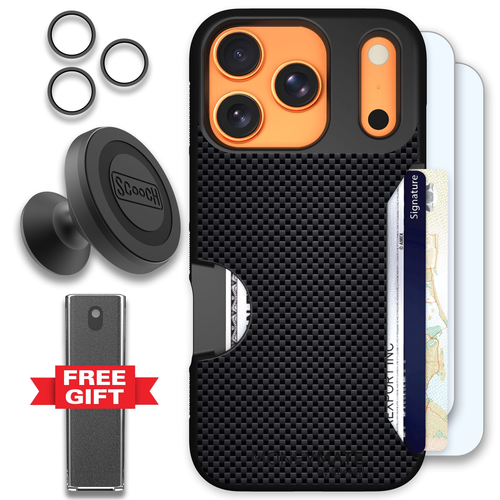 Scooch-Moneymate Defender Bundle for iPhone 17 Pro-Carbon Fiber