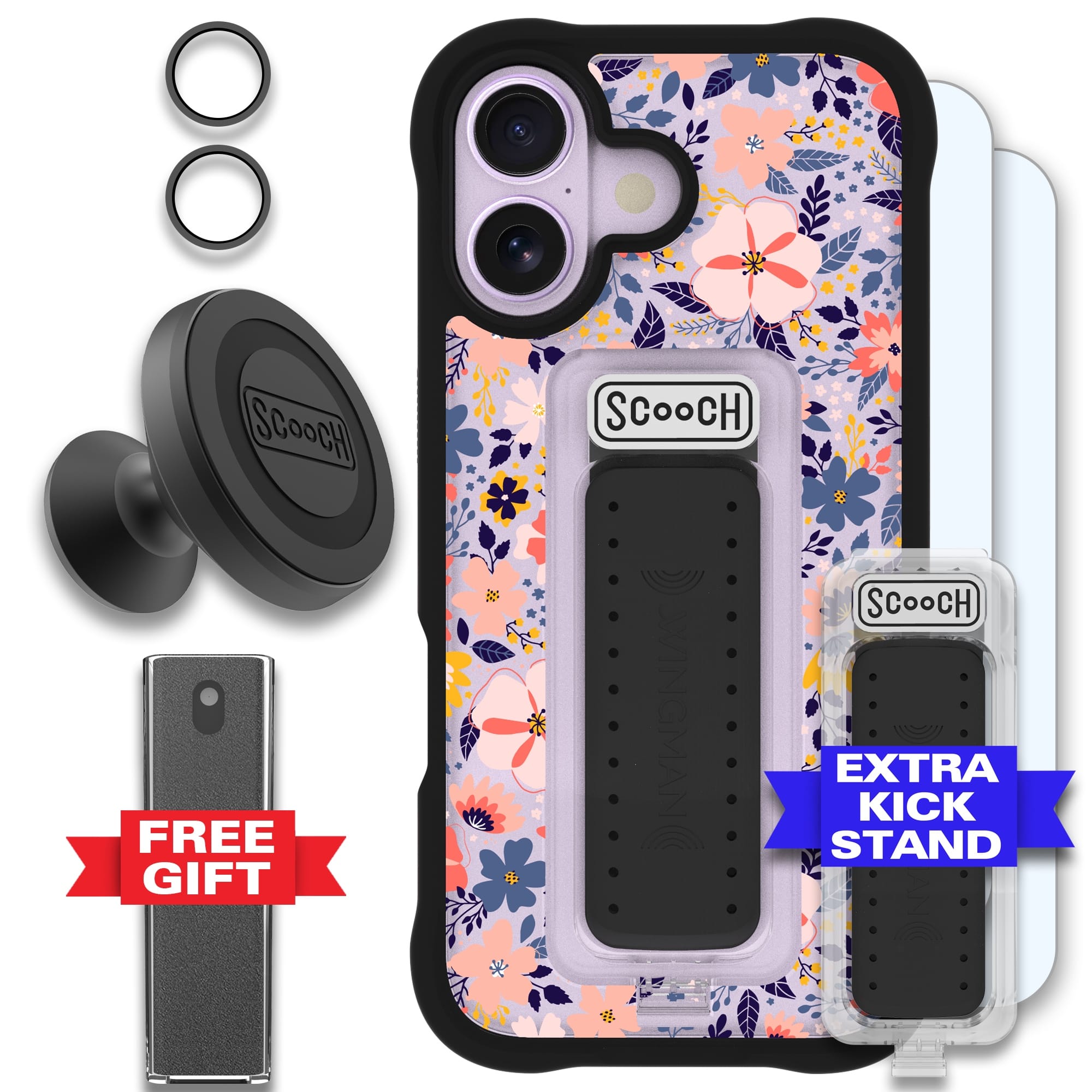 Scooch-Wingman Defender Bundle for iPhone 17 (Preorder — Ships mid to late October)-Wildflowers / Black