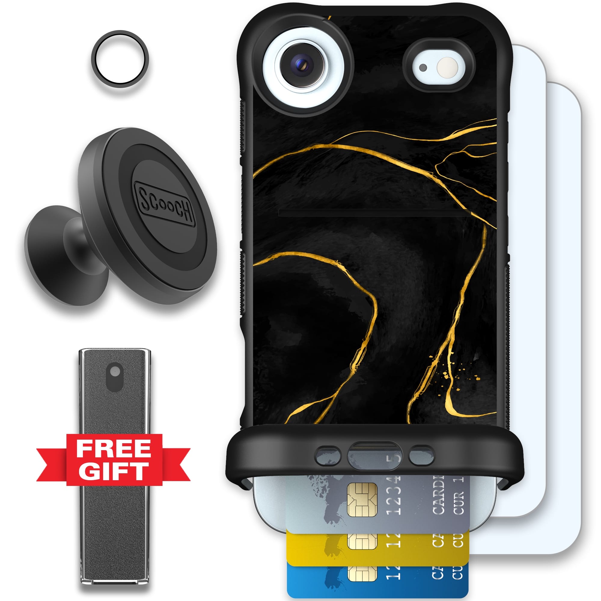 Scooch-Wingmate Defender Bundle for iPhone Air-Black Marble