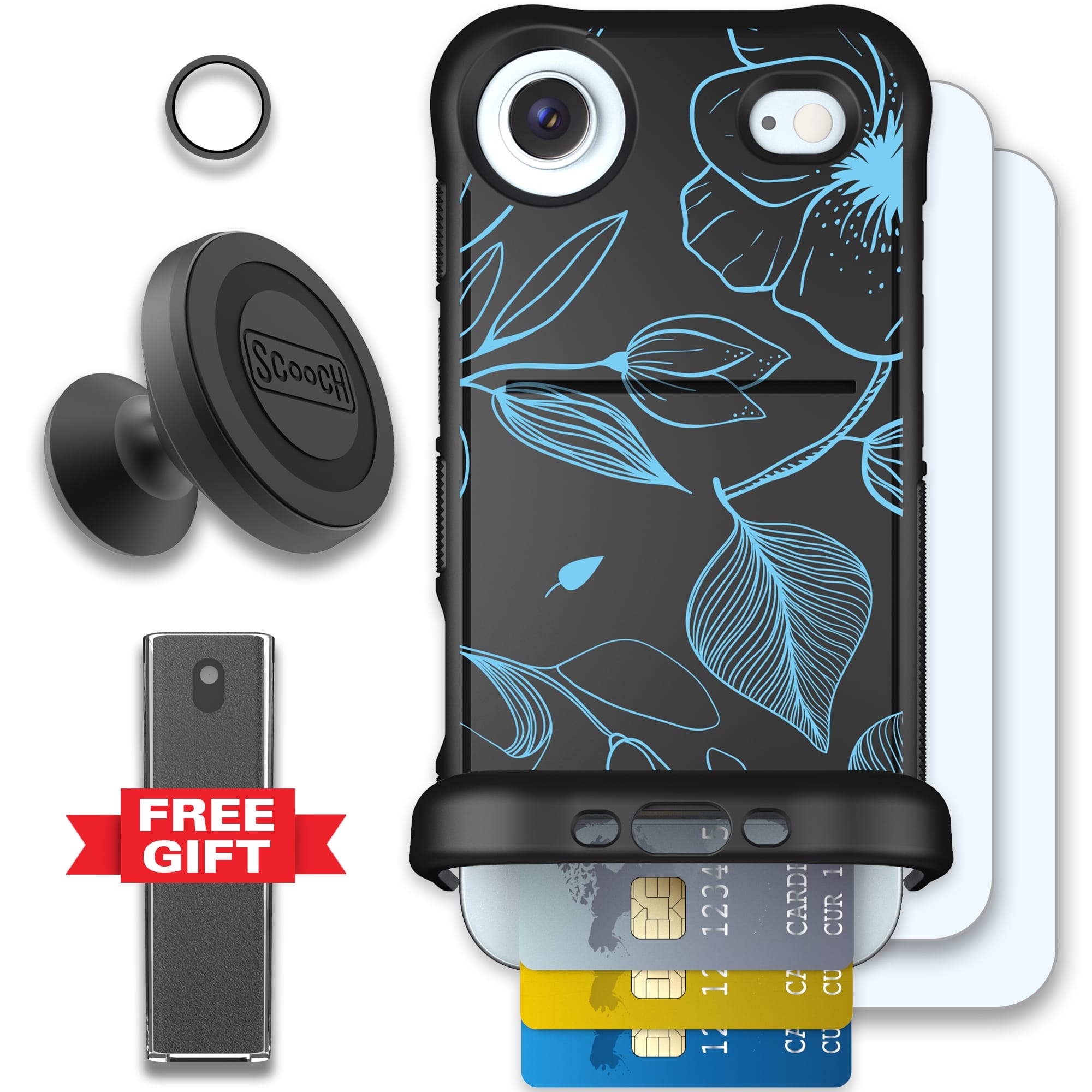 Scooch-Wingmate Defender Bundle for iPhone Air-Blue Hibiscus