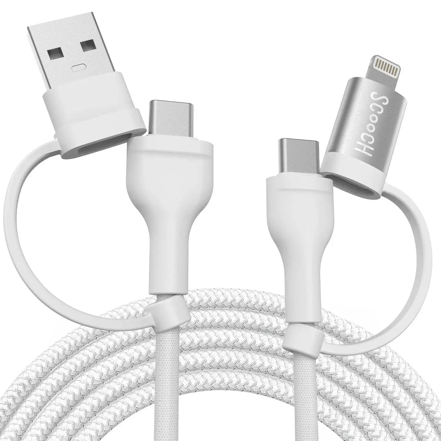 Scooch-JuiceCord 4-in-1 - 60W Charging Cable (4FT) with USB-A, USB-C, and Lightning-