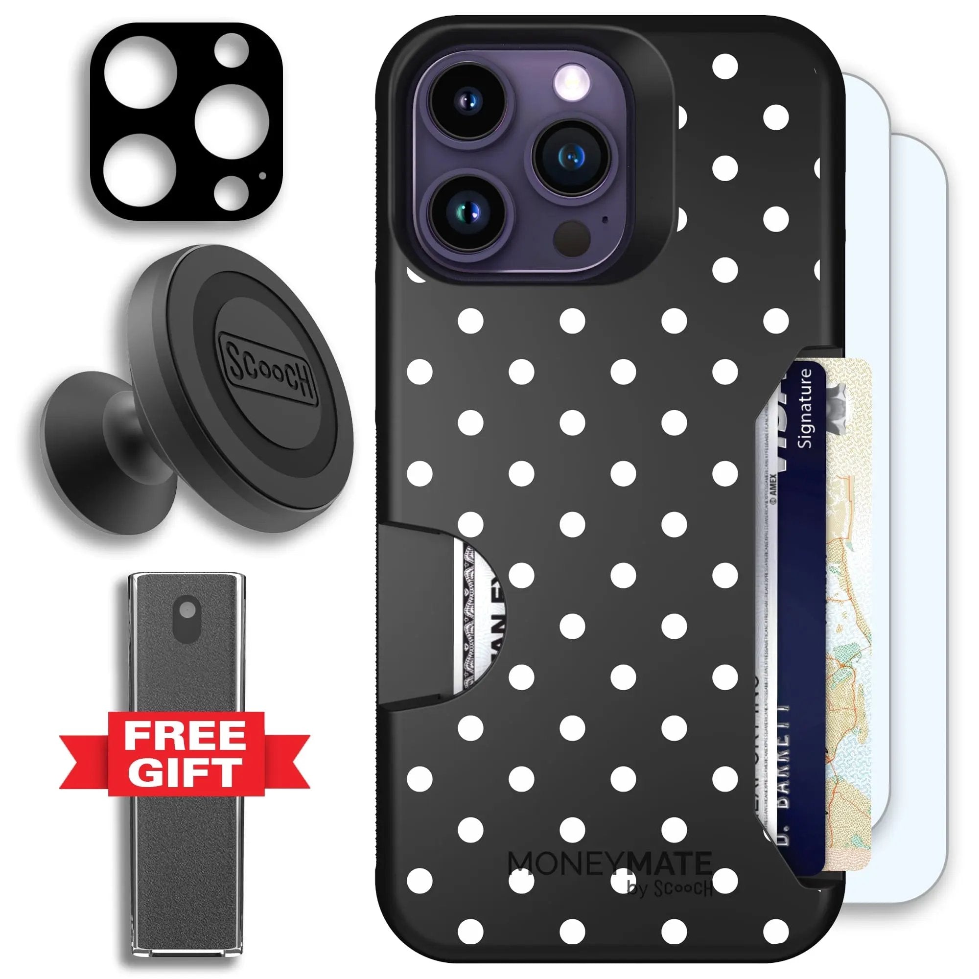 Scooch-Moneymate Defender Bundle for iPhone 14 Pro Max-Polka Dots
