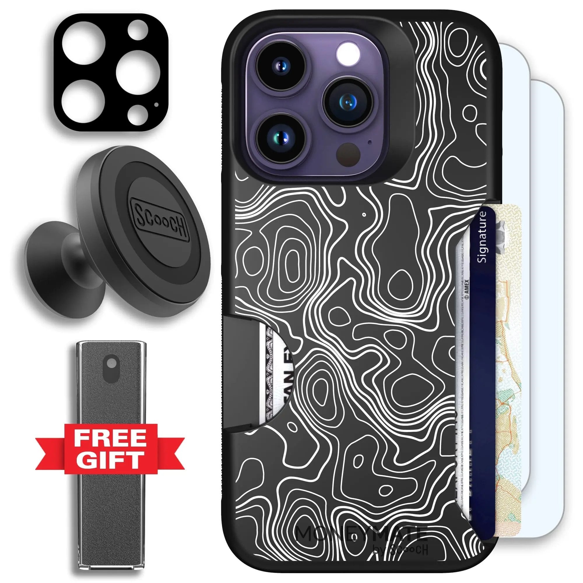 Scooch-Moneymate Defender Bundle for iPhone 14 Pro-Topography