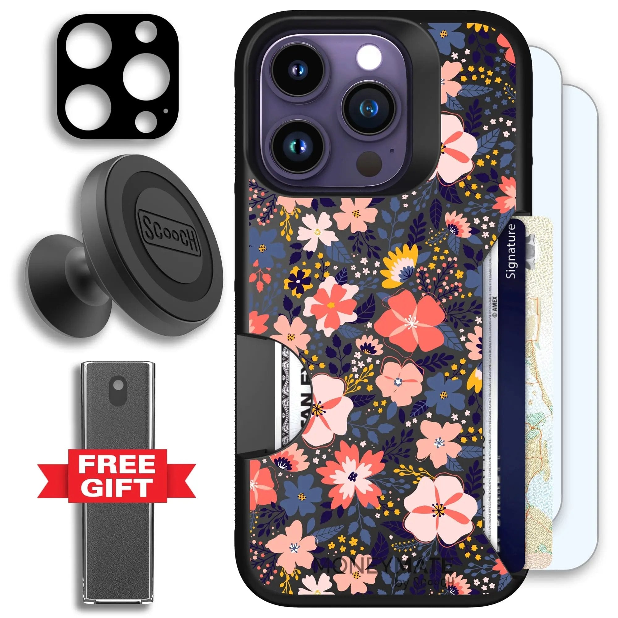 Scooch-Moneymate Defender Bundle for iPhone 14 Pro-Wildflowers