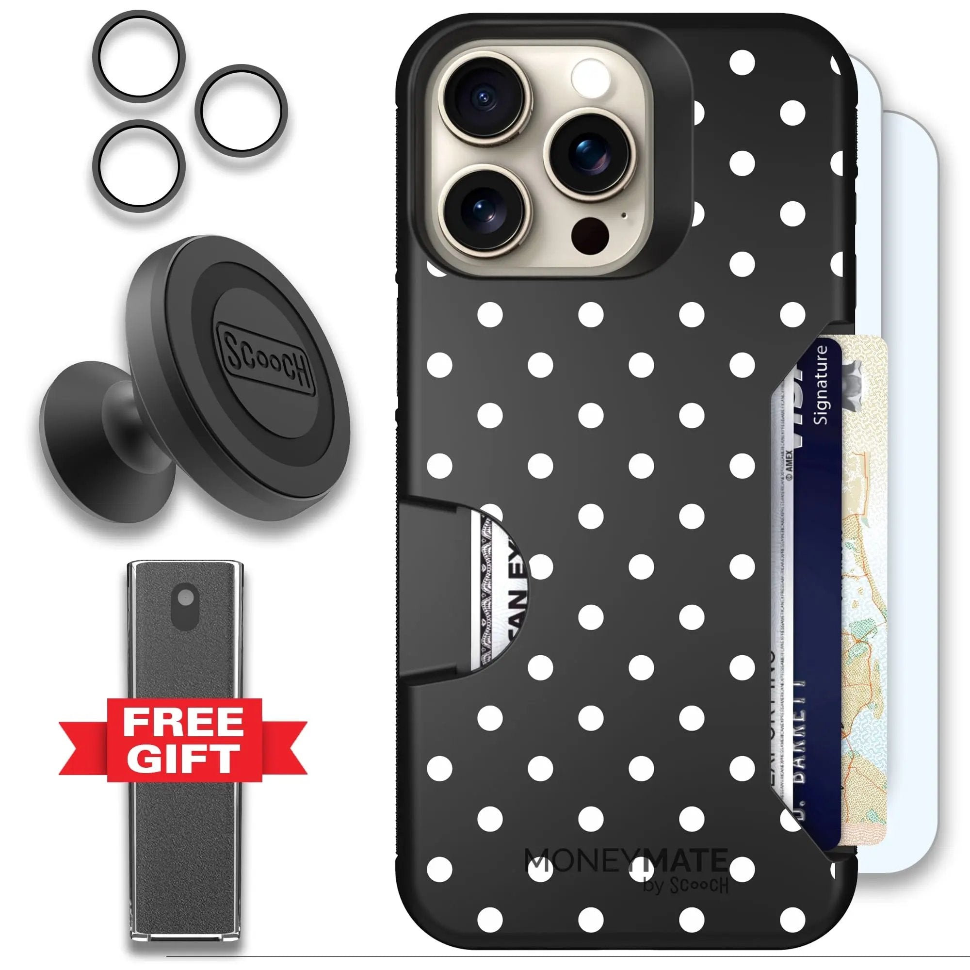 Scooch-Moneymate Defender Bundle for iPhone 15 Pro Max-Polka Dots