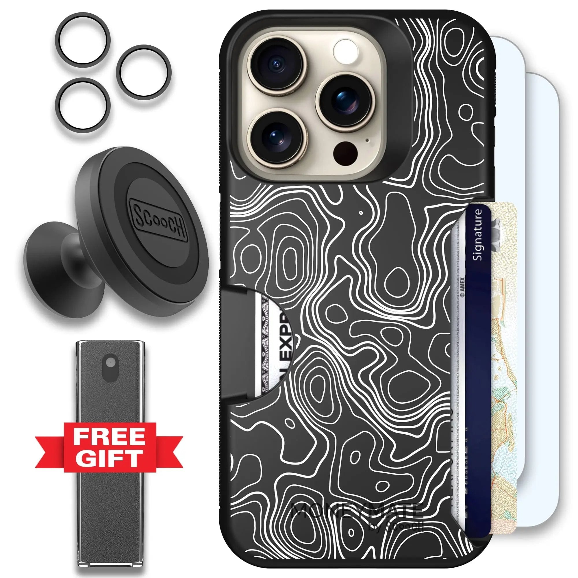 Scooch-Moneymate Defender Bundle for iPhone 15 Pro-Topography