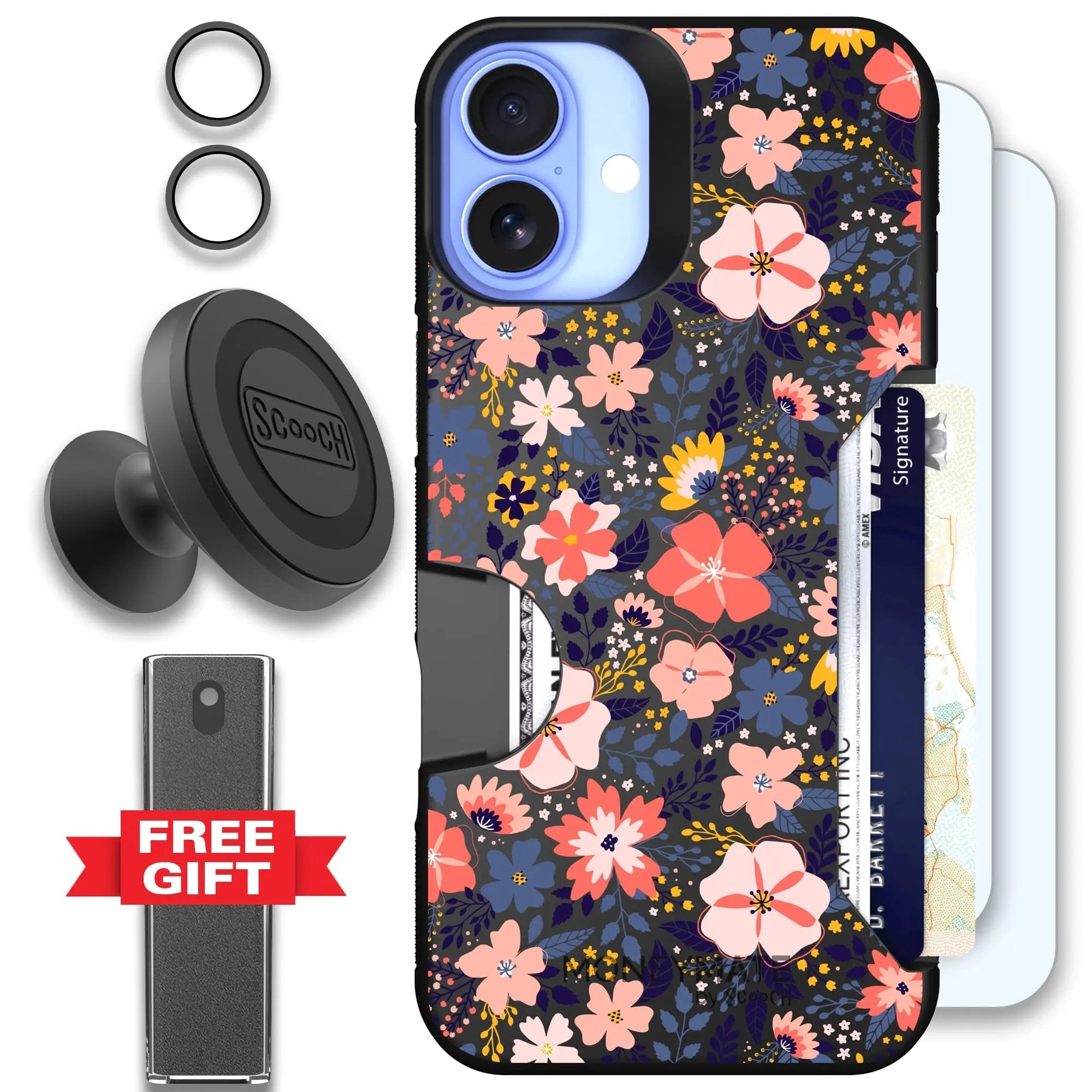 Scooch-Moneymate Defender Bundle for iPhone 16 Plus-Wildflowers