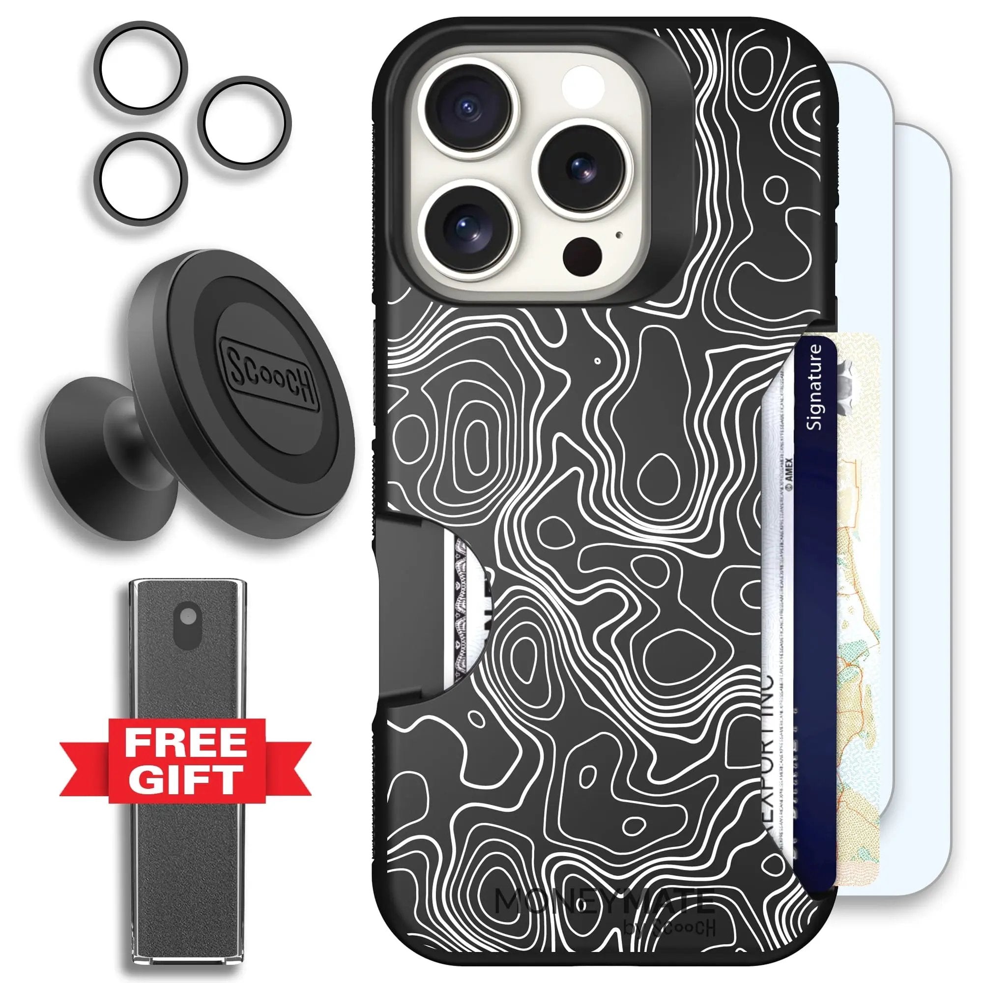 Scooch-Moneymate Defender Bundle for iPhone 16 Pro-Topography