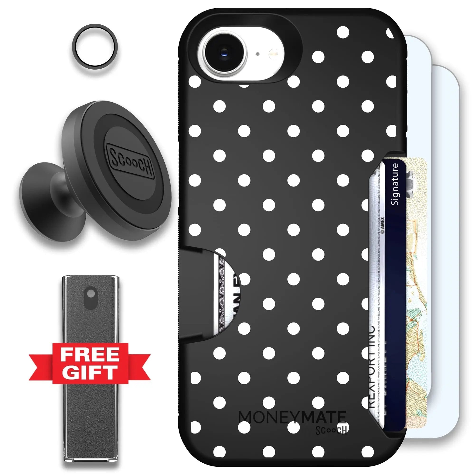 Scooch-Moneymate Defender Bundle for iPhone 16e-Polka Dots
