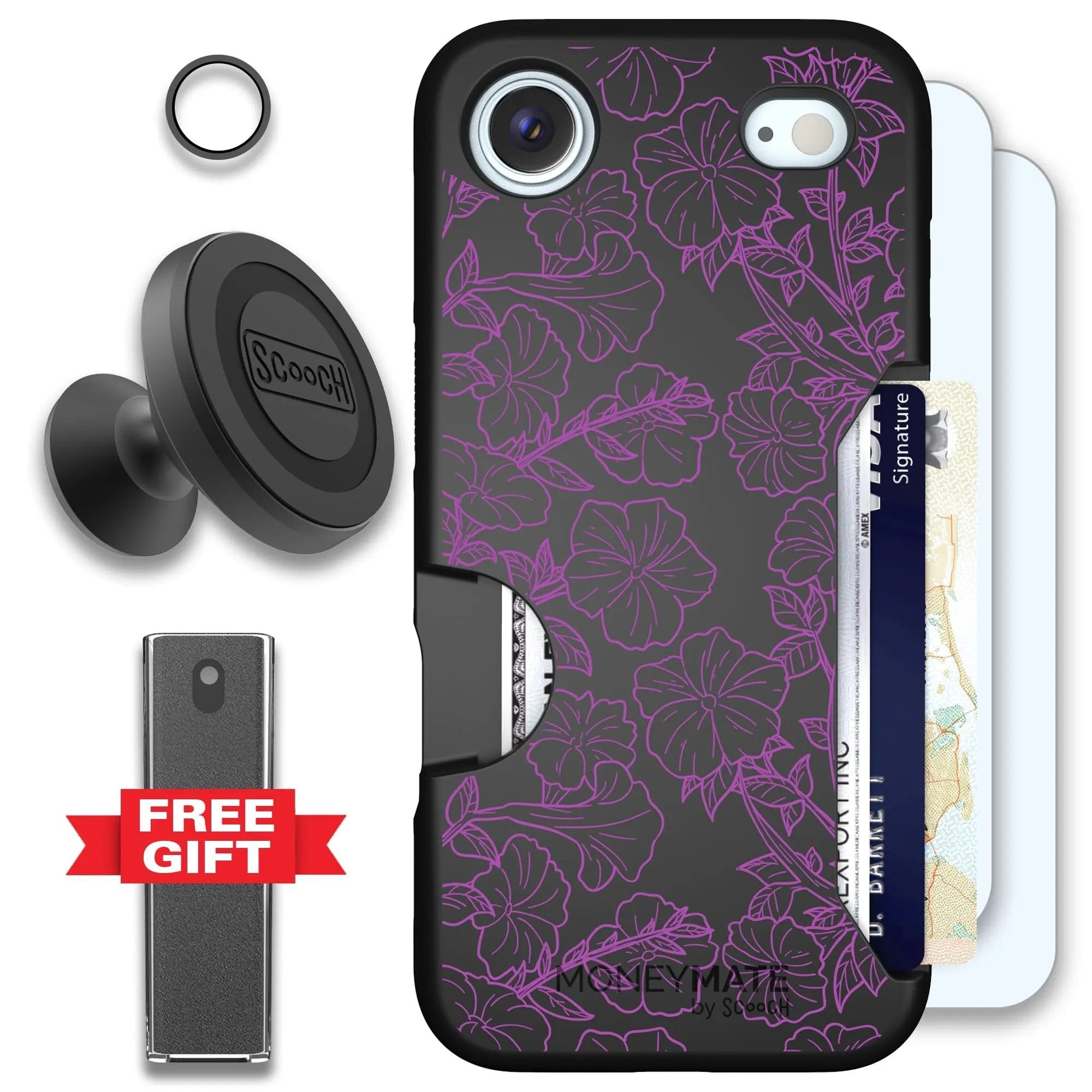 Scooch-Moneymate Defender Bundle for iPhone Air-Purple Petunias