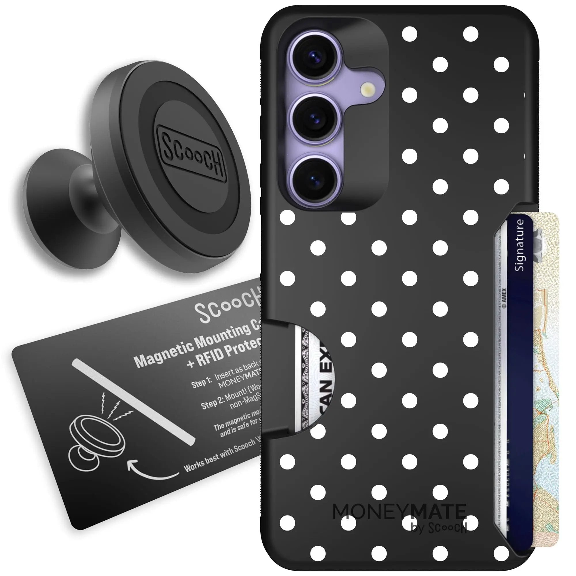Scooch-Moneymate Starter Bundle for Samsung Galaxy S25-Polka Dots