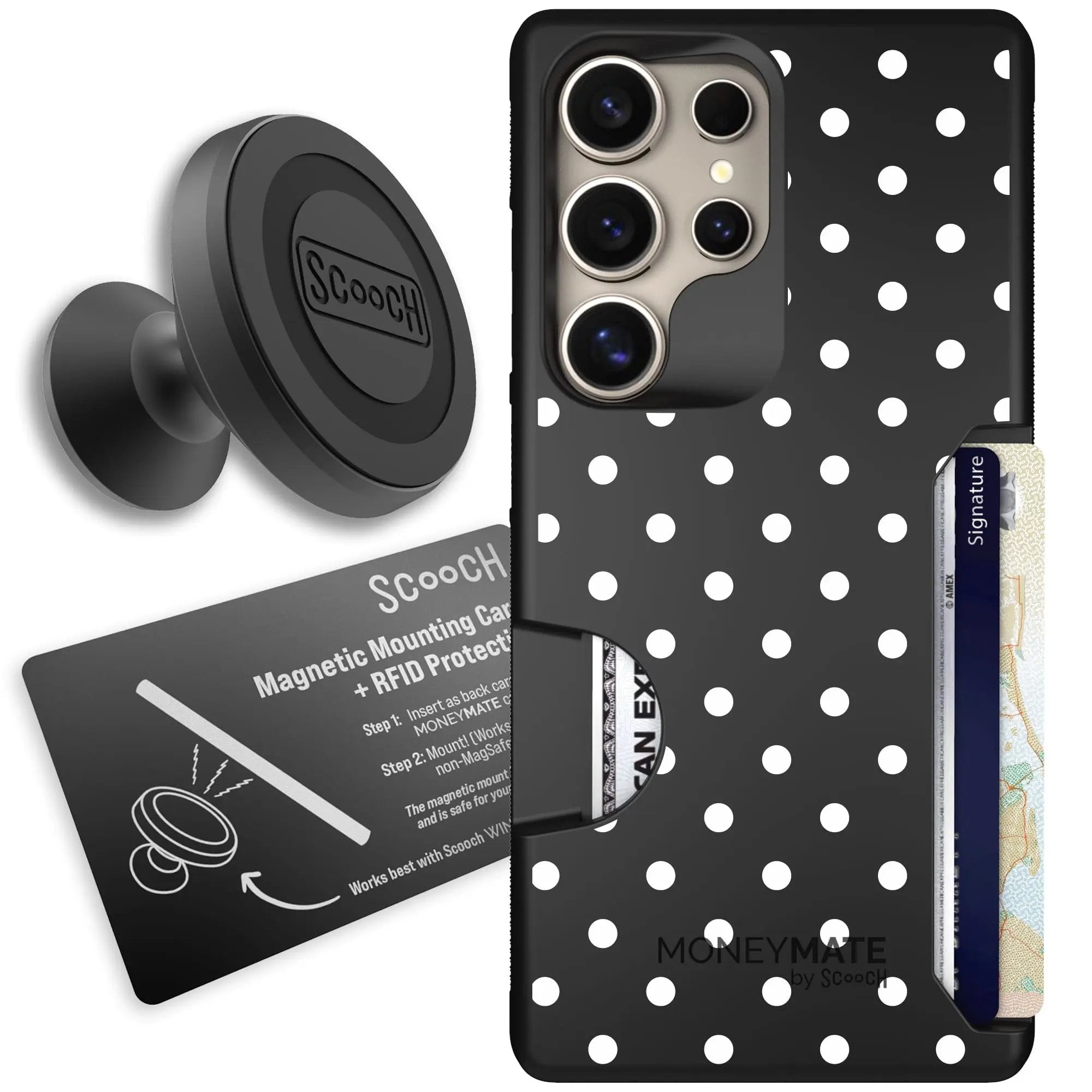 Scooch-Moneymate Starter Bundle for Samsung Galaxy S25 Ultra-Polka Dots