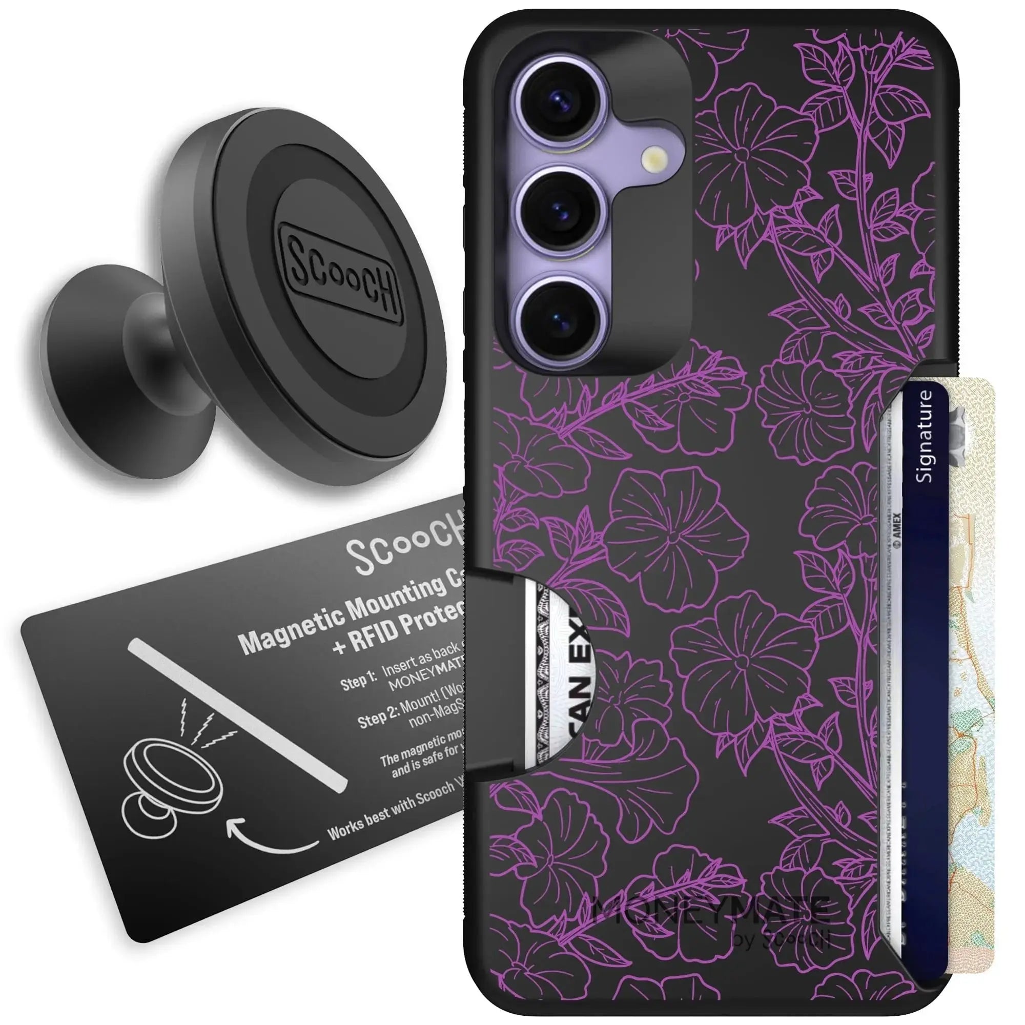 Scooch-Moneymate Starter Bundle for Samsung Galaxy S26-Purple Petunias