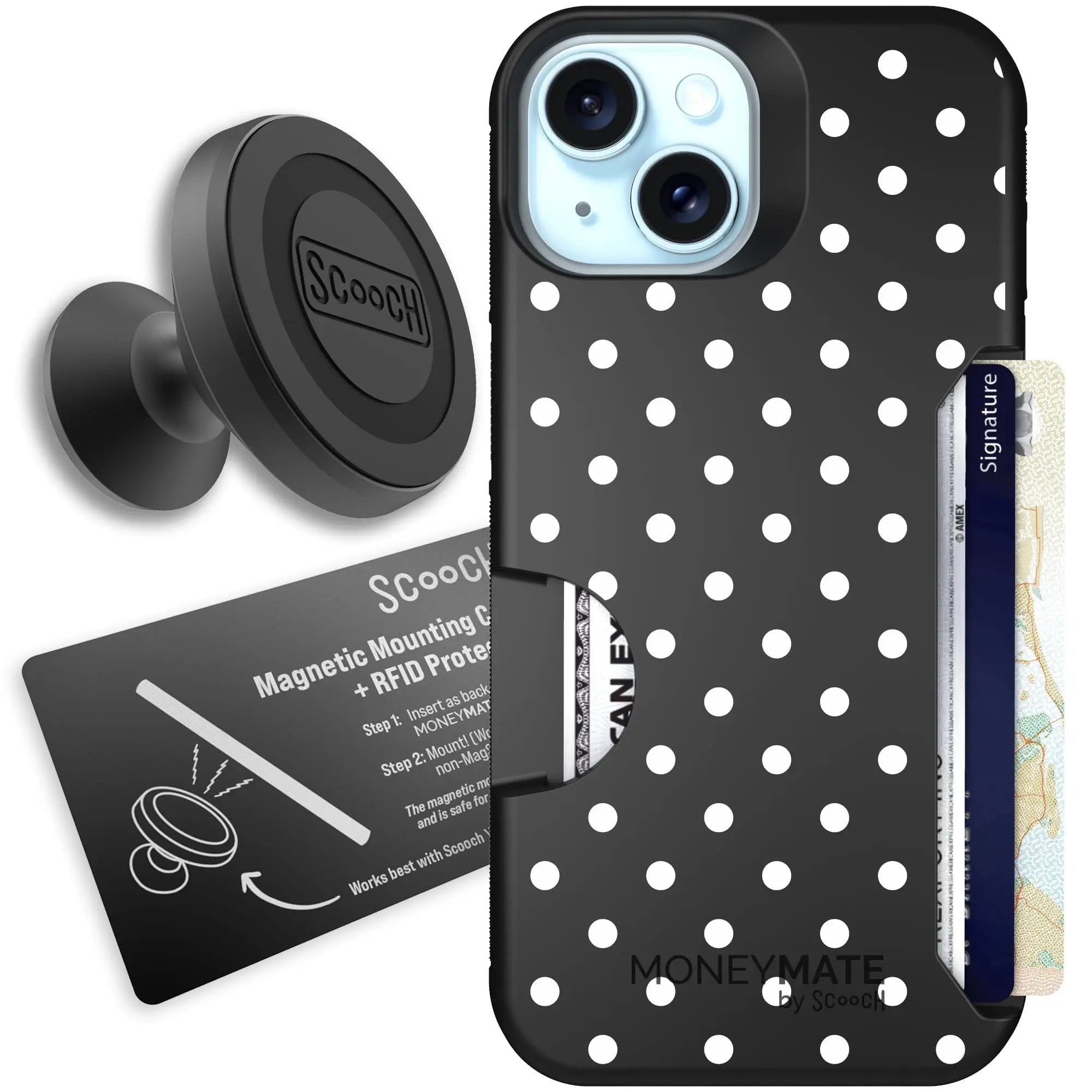 Scooch-Moneymate Starter Bundle for iPhone 13-Polka Dots
