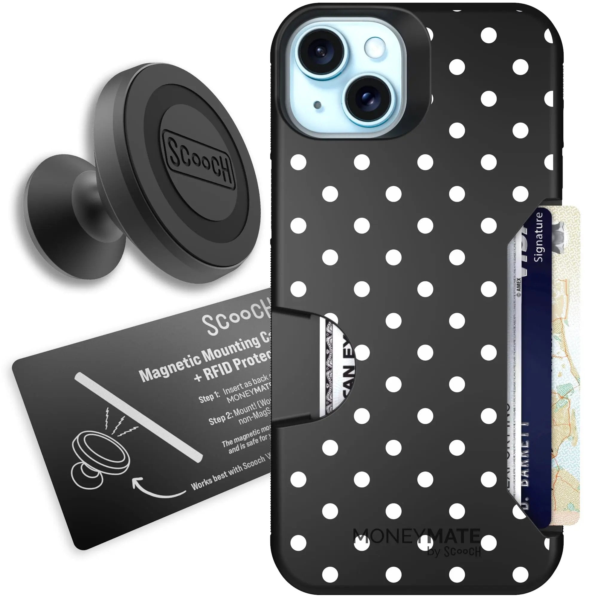 Scooch-Moneymate Starter Bundle for iPhone 14 Plus-Polka Dots