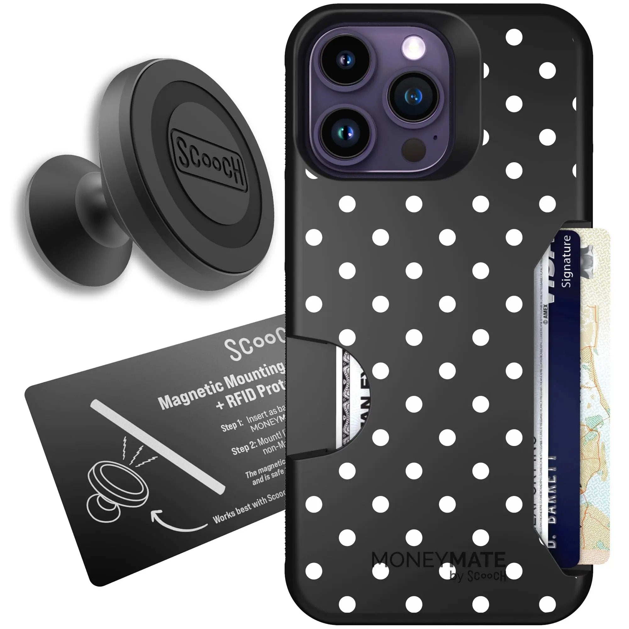 Scooch-Moneymate Starter Bundle for iPhone 14 Pro Max-Polka Dots