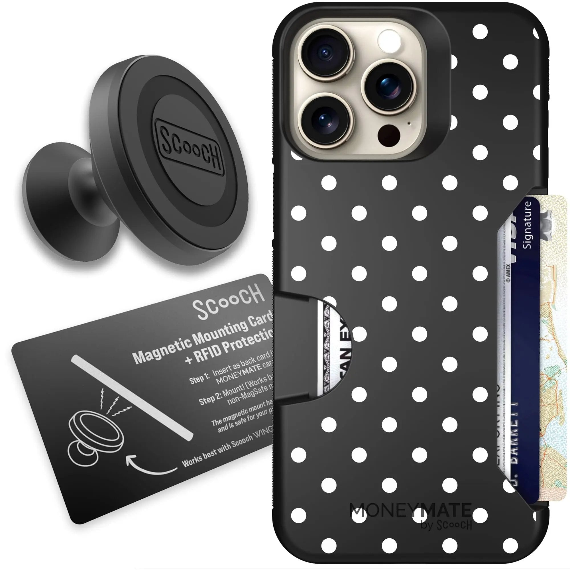 Scooch-Moneymate Starter Bundle for iPhone 15 Pro Max-Polka Dots