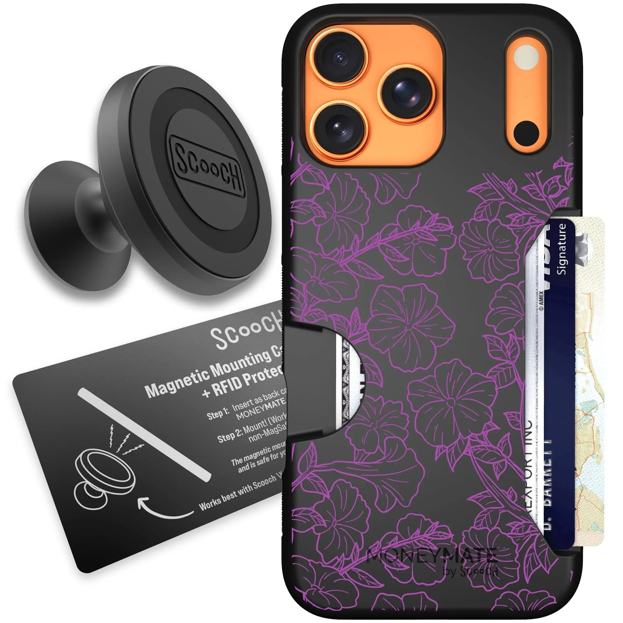 Scooch-Moneymate Starter Bundle for iPhone 17 Pro Max-Purple Petunias