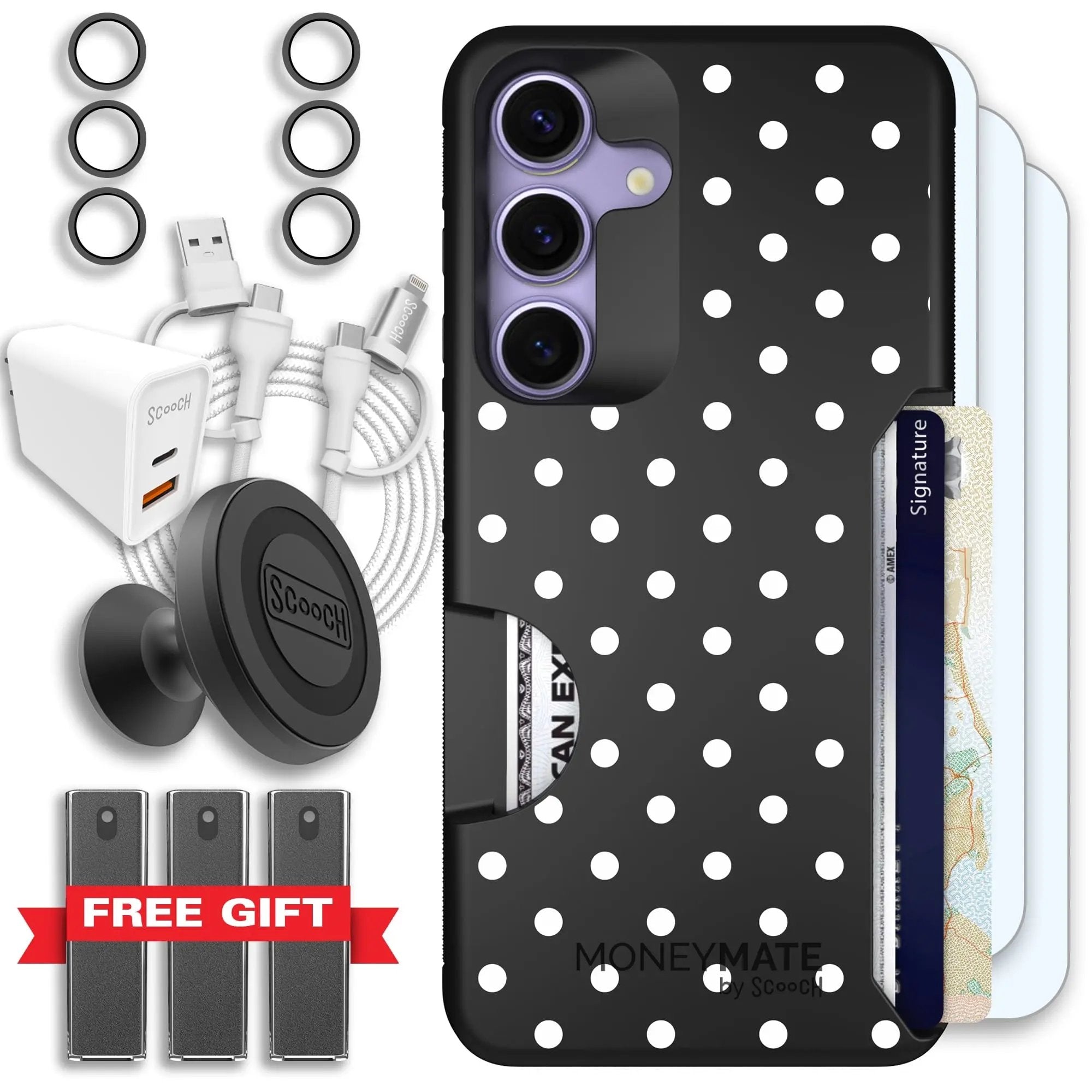 Scooch-Moneymate Ultimate Bundle for Samsung Galaxy S25-Polka Dots