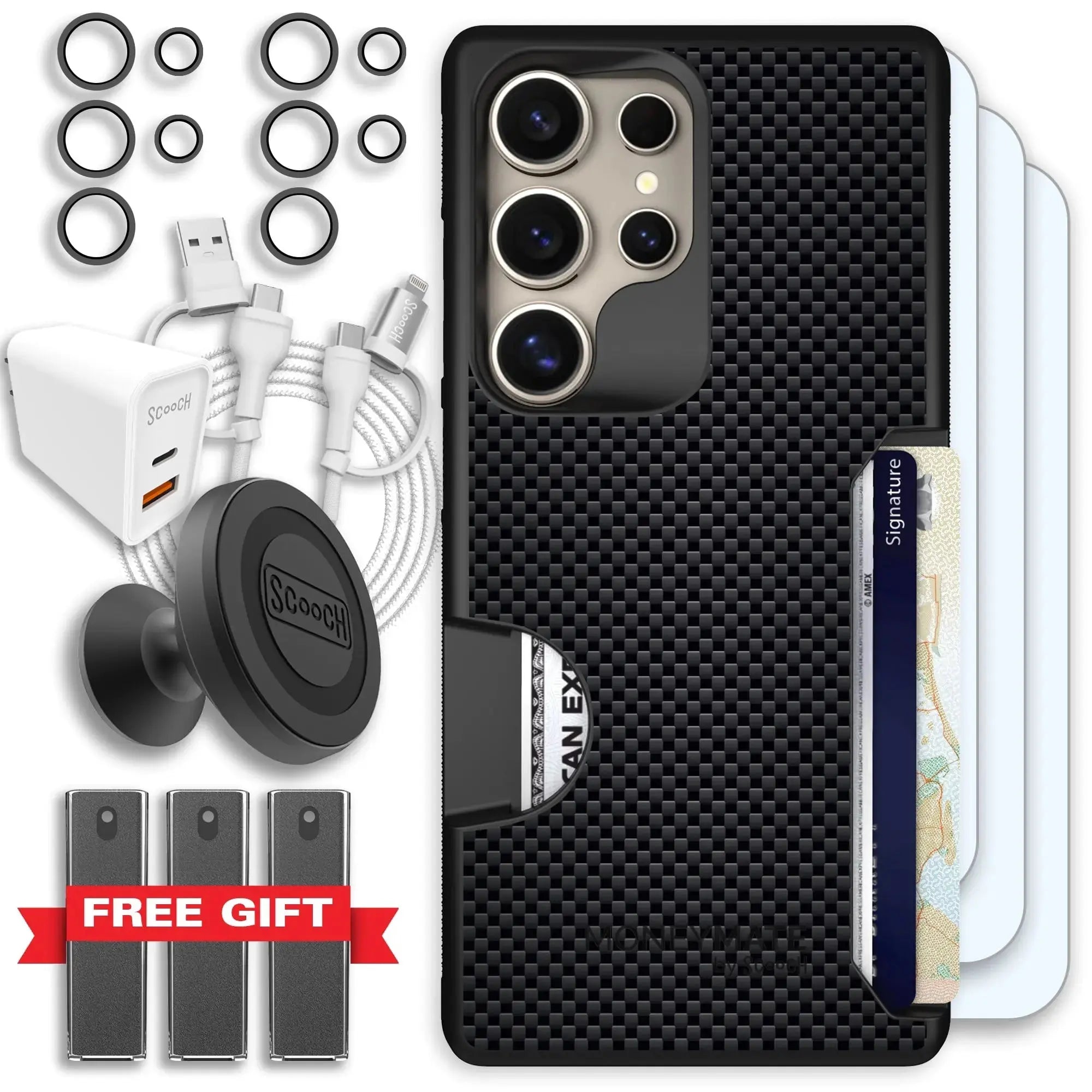 Scooch-Moneymate Ultimate Bundle for Samsung Galaxy S26 Ultra-Carbon-Fiber