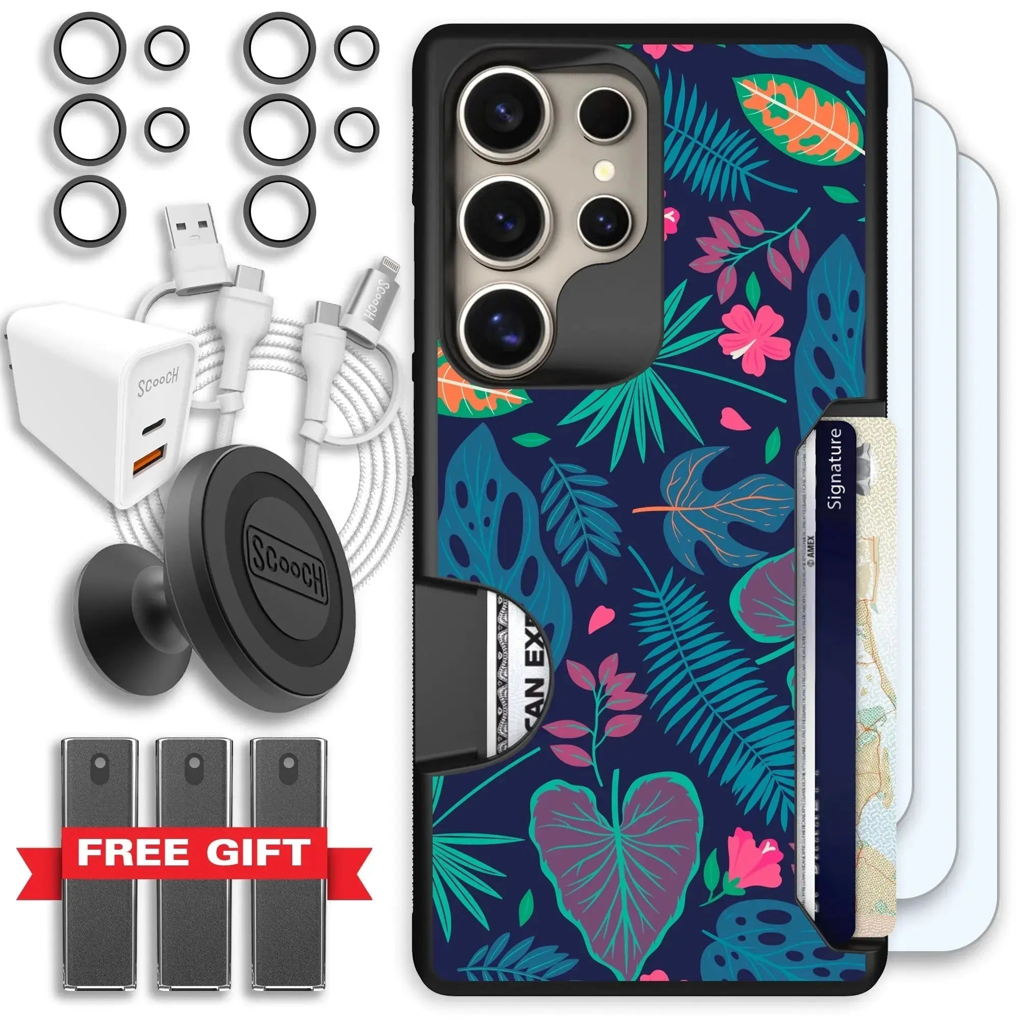 Scooch-Moneymate Ultimate Bundle for Samsung Galaxy S26 Ultra-Tropical-Leaves