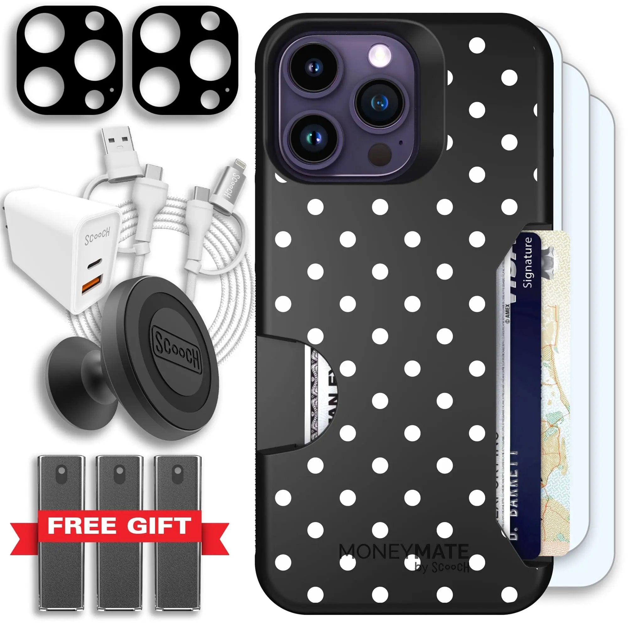 Scooch-Moneymate Ultimate Bundle for iPhone 14 Pro Max-Polka Dots