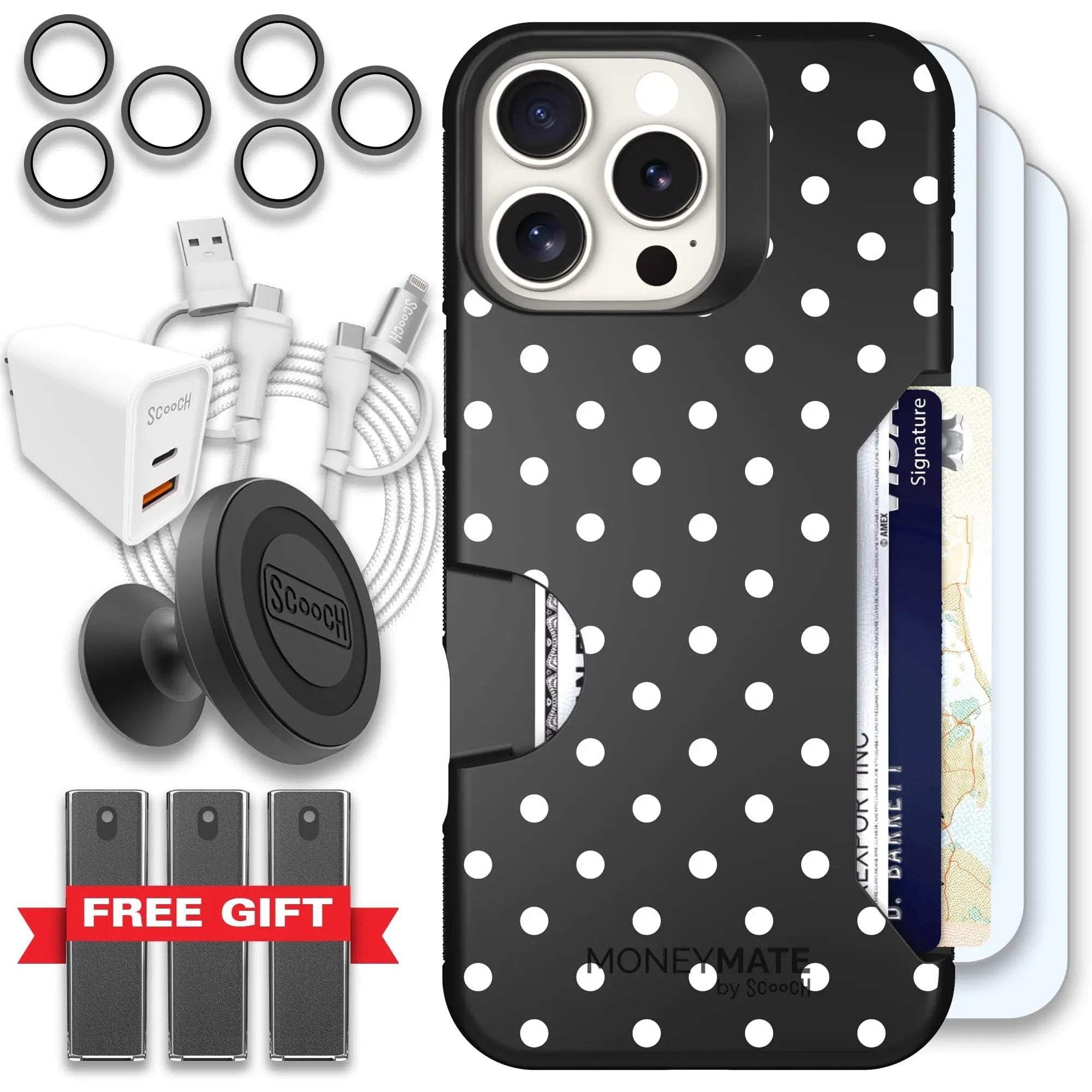 Scooch-Moneymate Ultimate Bundle for iPhone 16 Pro Max-Polka Dots