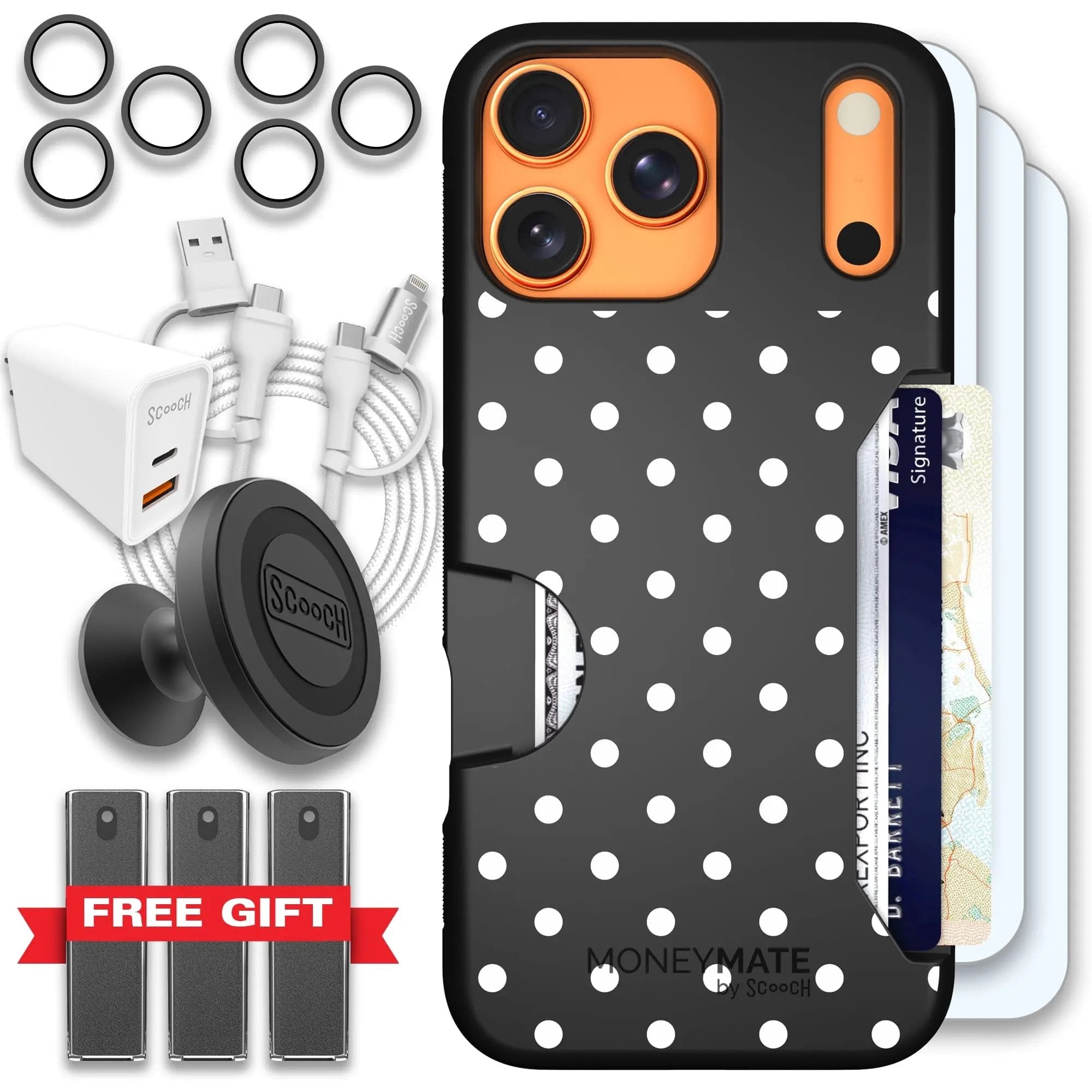 Scooch-Moneymate Ultimate Bundle for iPhone 17 Pro Max-Polka Dots