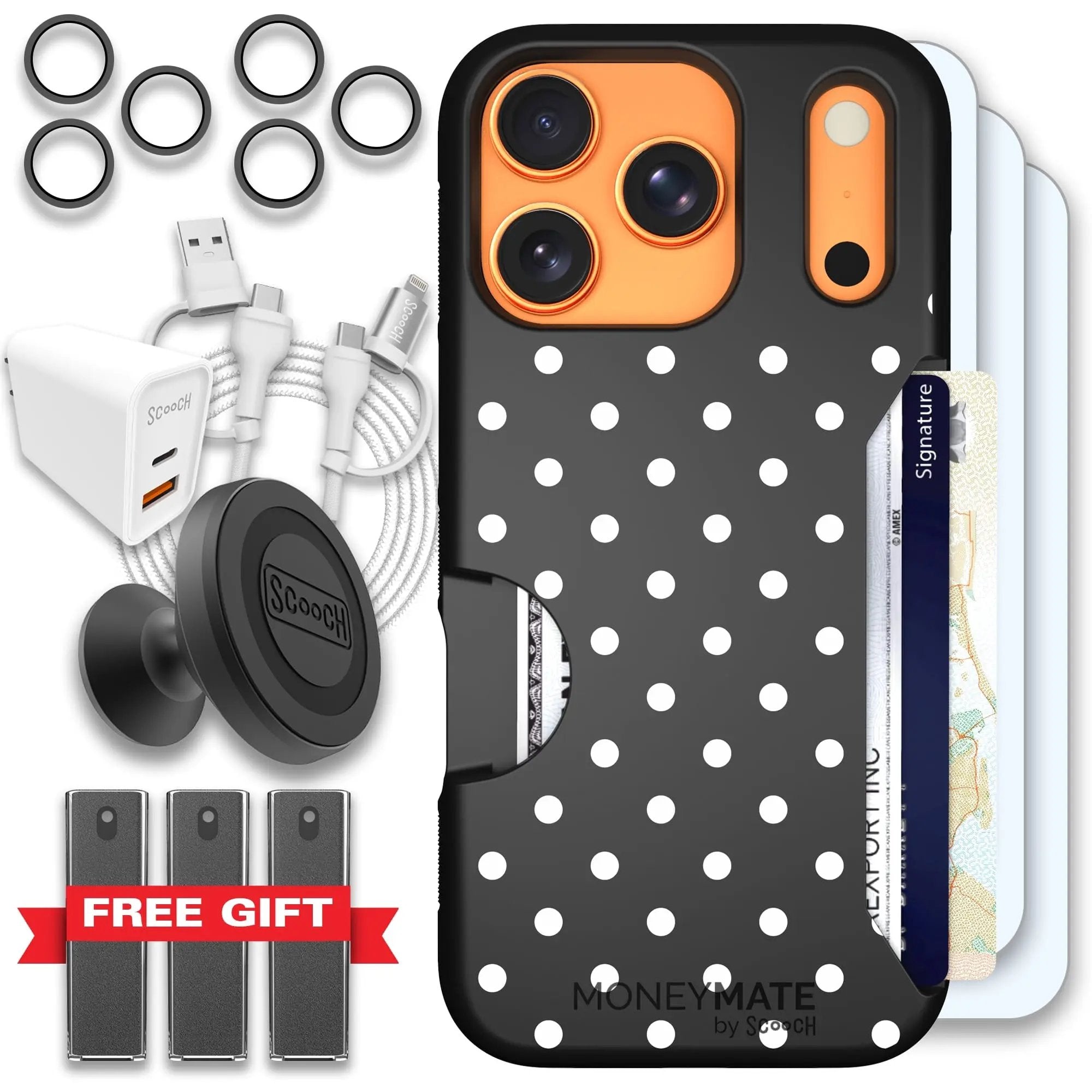 Scooch-Moneymate Ultimate Bundle for iPhone 17 Pro-Polka Dots