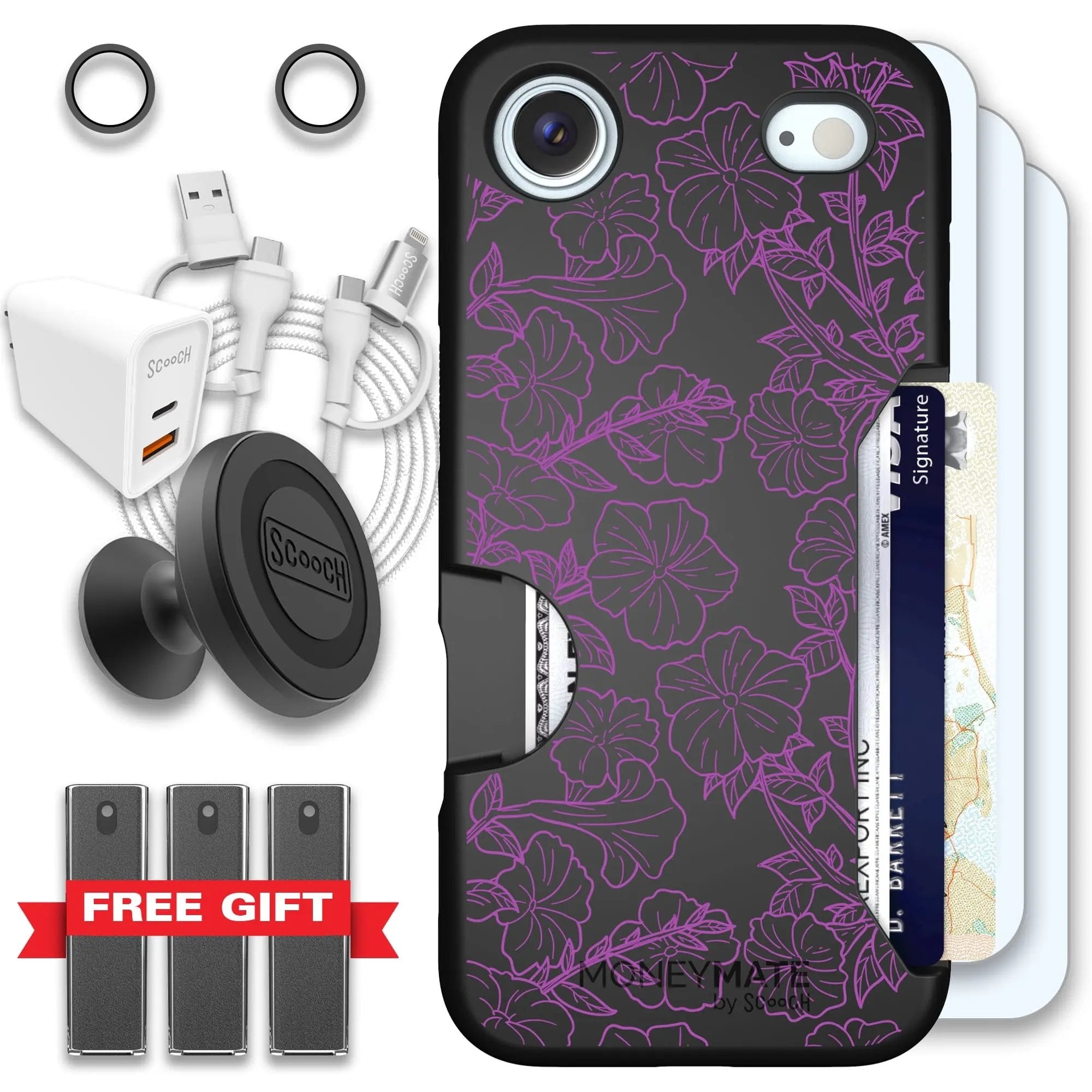 Scooch-Moneymate Ultimate Bundle for iPhone Air-Purple Petunias