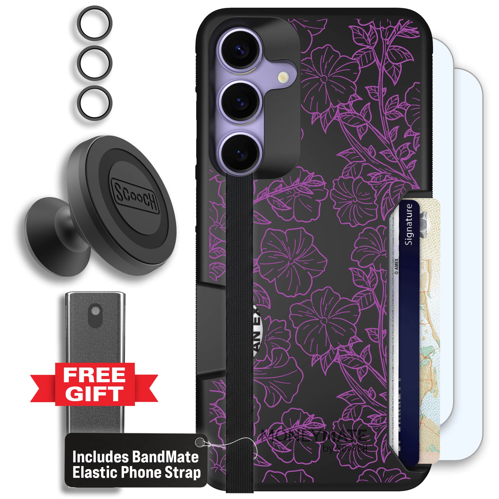 Moneymate - S25 Plus - Purple Petunias - Defender Bundle