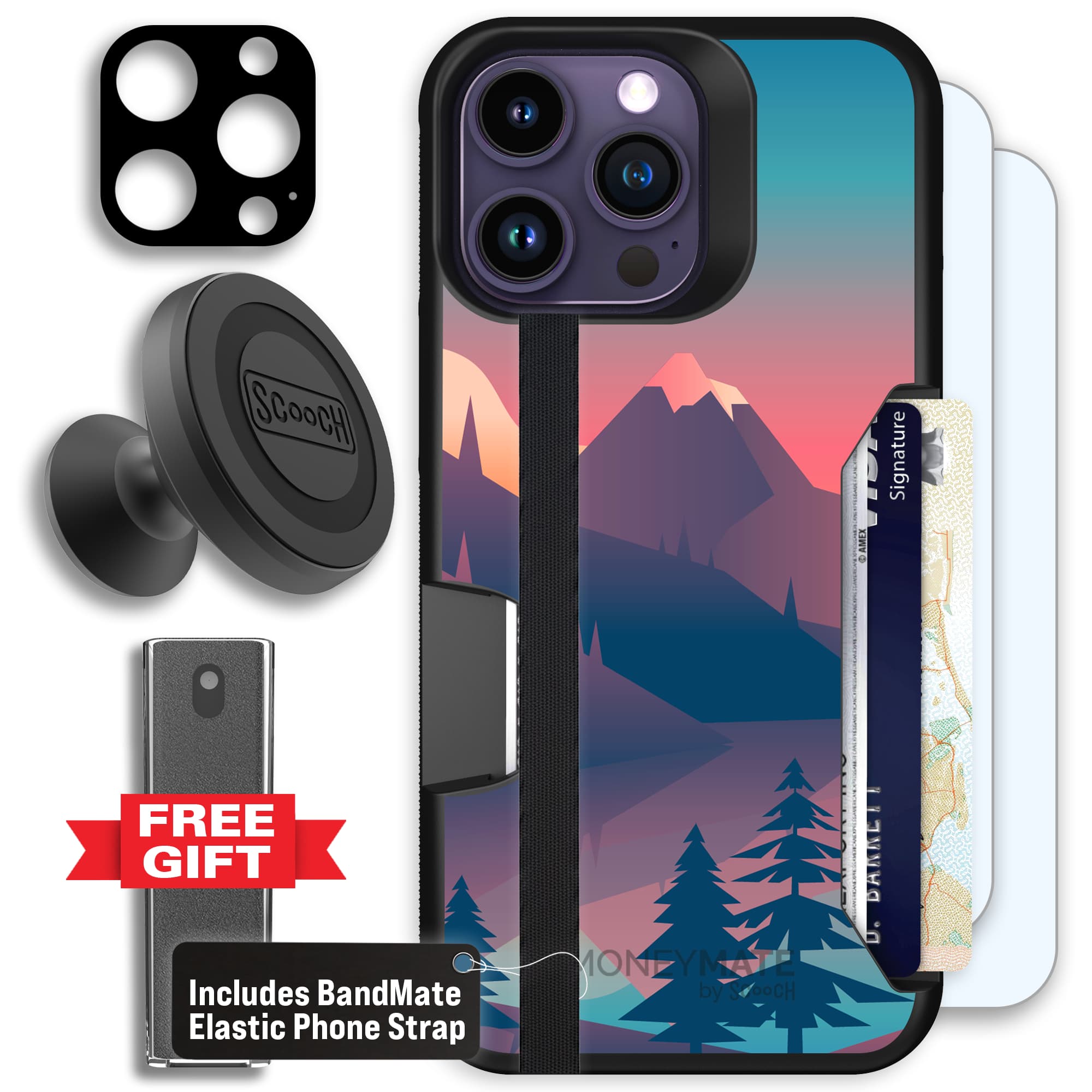 Moneymate - iPhone 14 Pro Max - Mountain Range - Defender Bundle