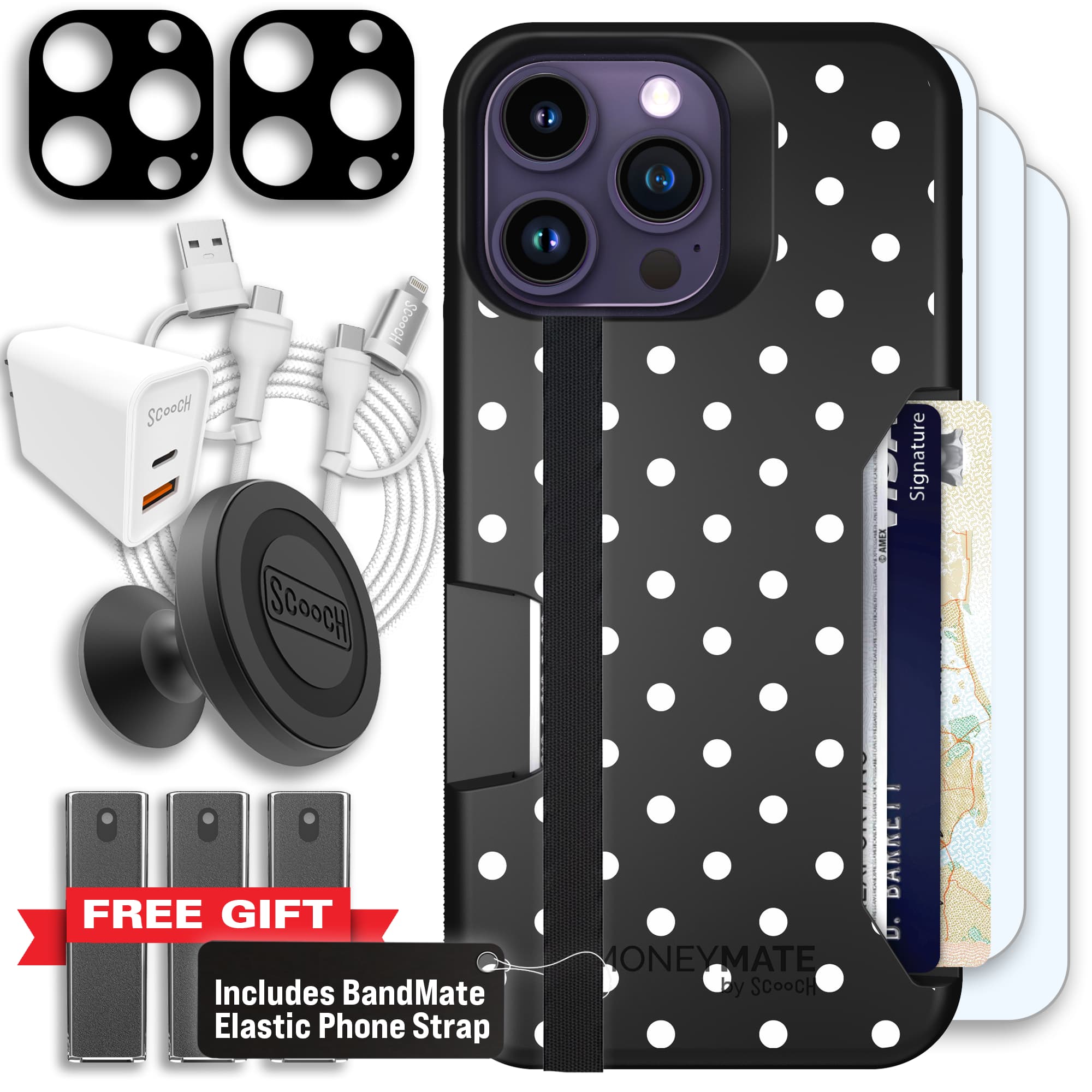 Moneymate - iPhone 14 Pro Max - Polka Dots - Ultimate Bundle