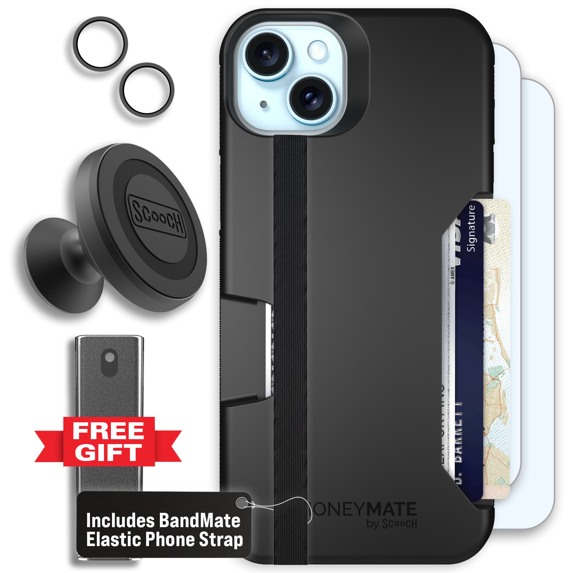 Moneymate - iPhone 15 Plus - Black - Defender Bundle