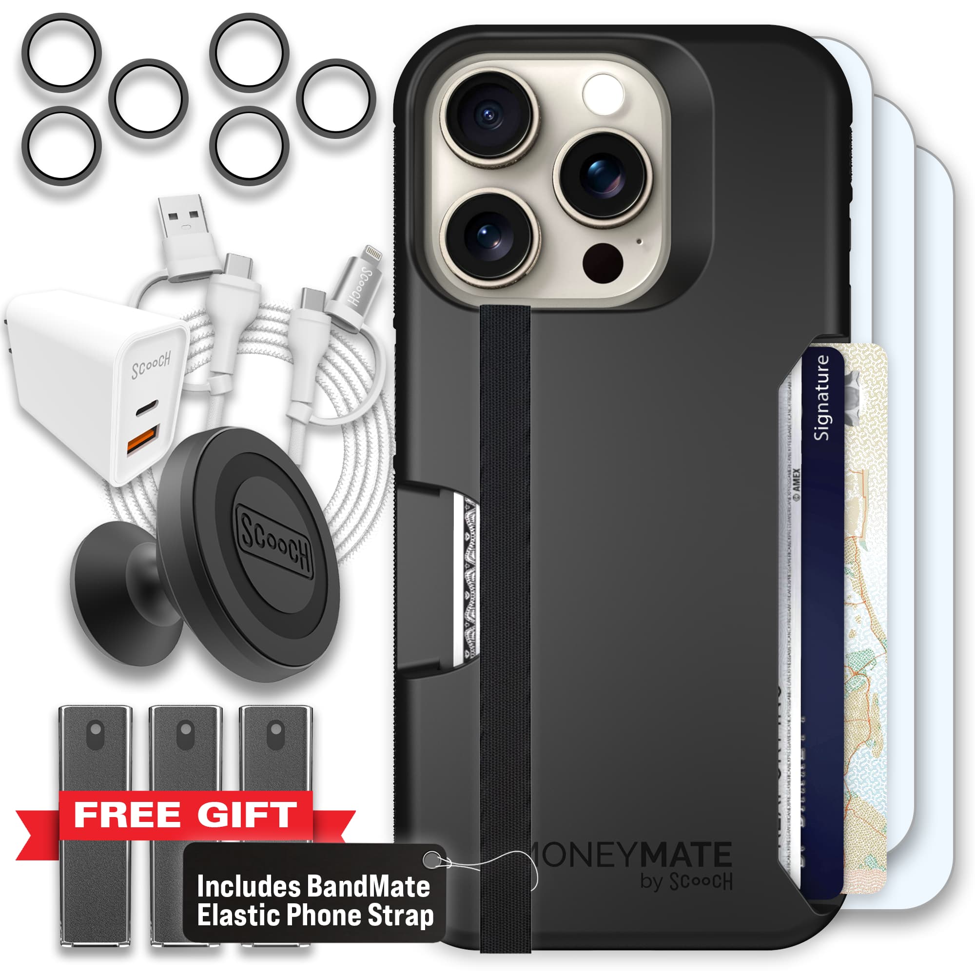 Moneymate - iPhone 15 Pro - Black - Ultimate Bundle