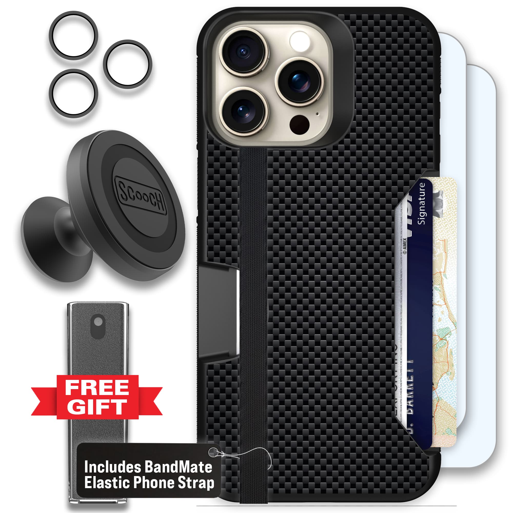 Moneymate - iPhone 15 Pro Max - Carbon Fiber - Defender Bundle