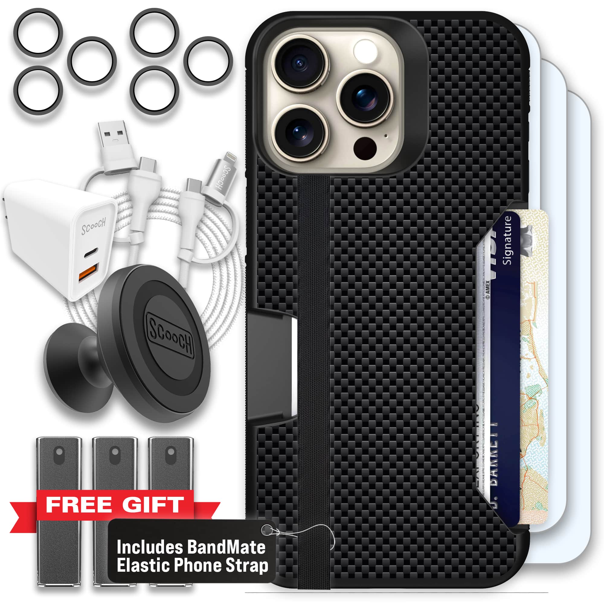 Moneymate - iPhone 15 Pro Max - Carbon Fiber - Ultimate Bundle
